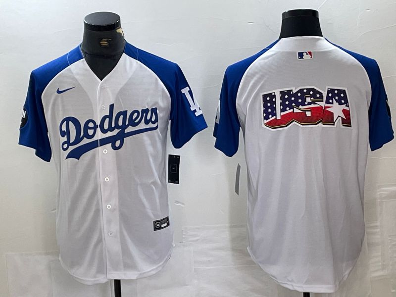 Men Los Angeles Dodgers Blank White Fashion Nike Game MLB Jersey style 7